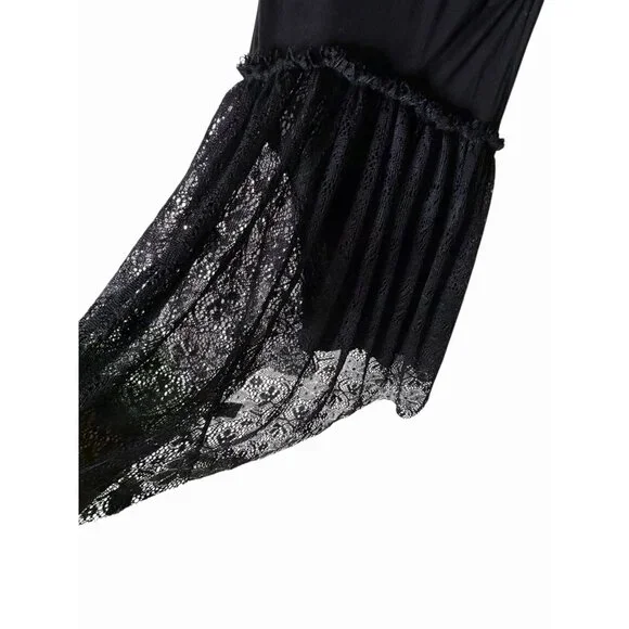 Lauren Moshi Tank Top w/lace sides and back black size XS NEW - Picture 3 of 5